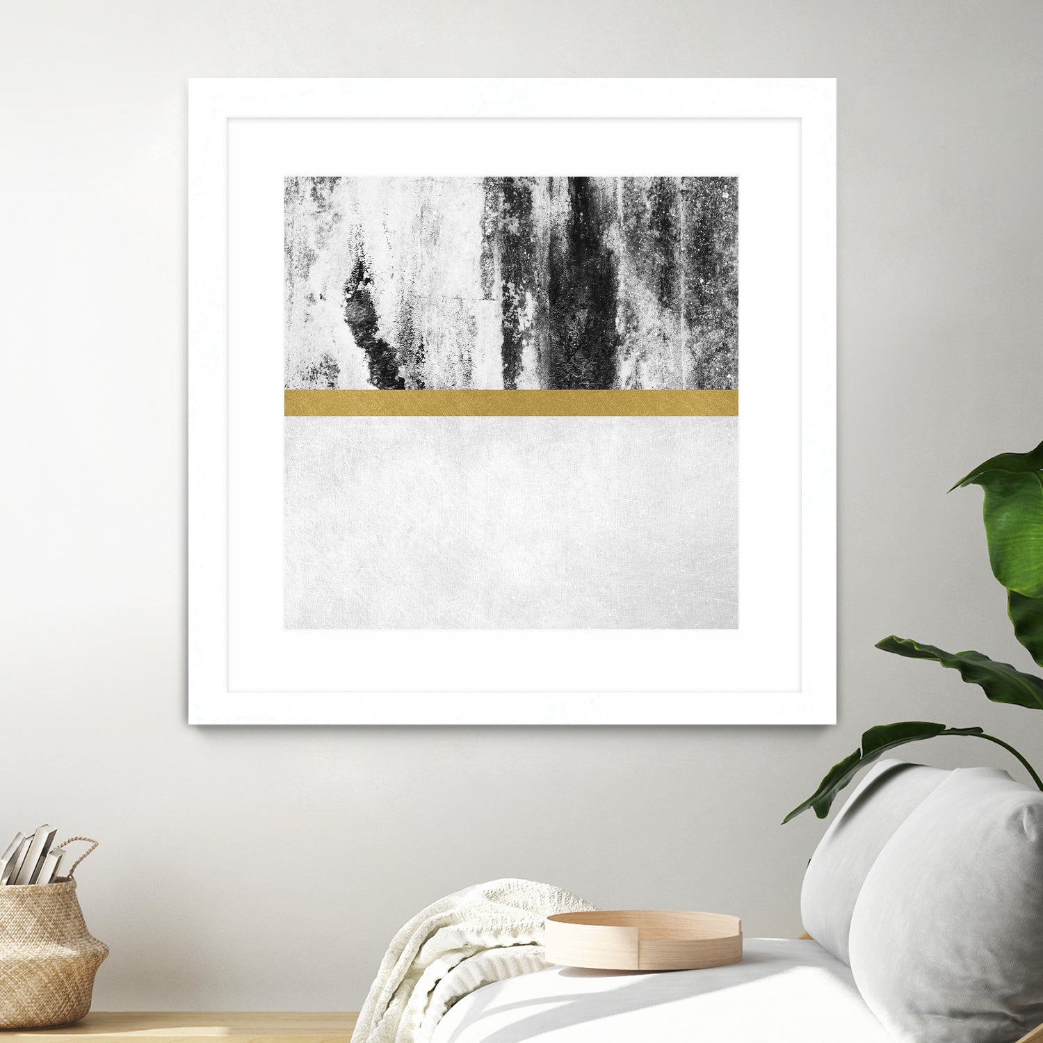 Golden Line / White by Elisabeth Fredriksson on GIANT ART - gray digital painting