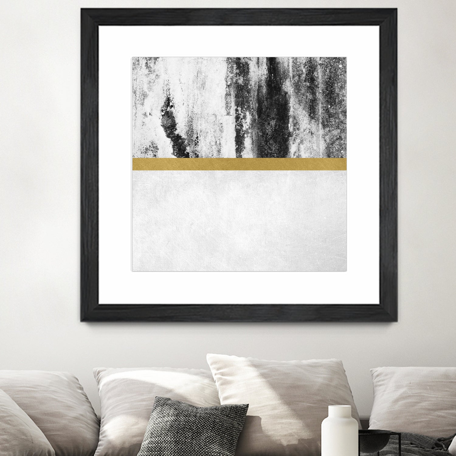 Golden Line / White by Elisabeth Fredriksson on GIANT ART - gray digital painting