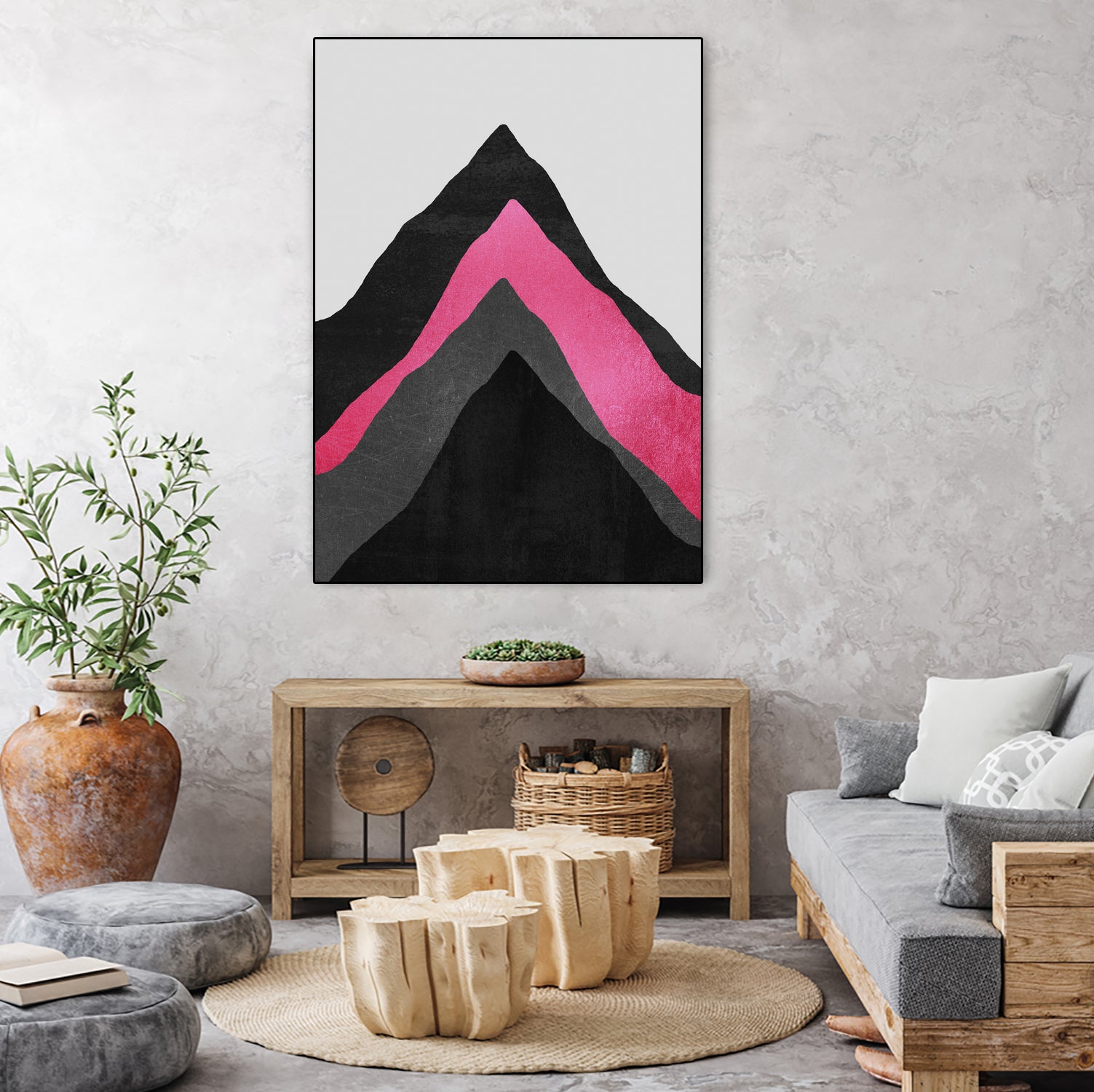 Four Mountains / Pink by Elisabeth Fredriksson on GIANT ART - pink digital painting