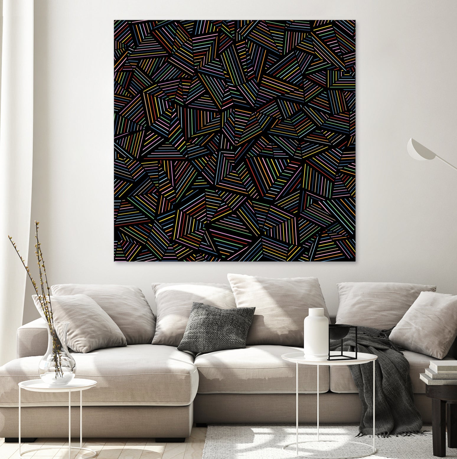 Ab Linear Rainbow B by Emeline Tate-Robertson on GIANT ART - black digital painting