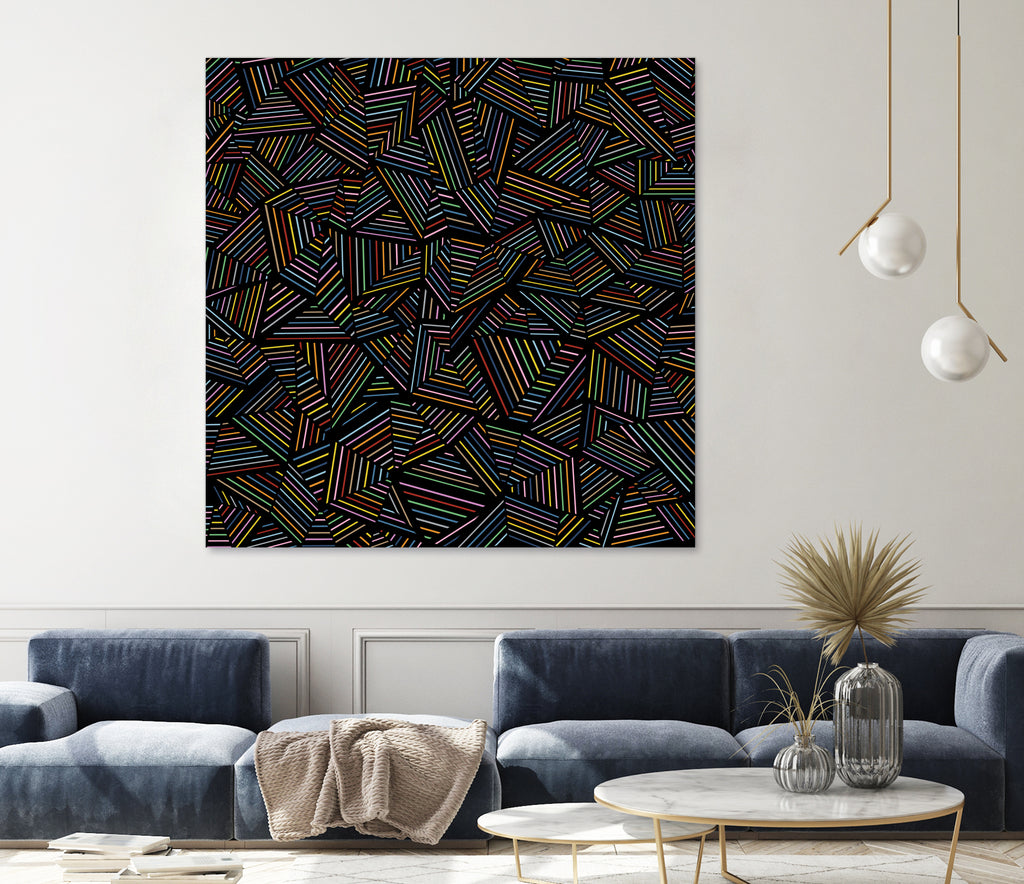 Ab Linear Rainbow B by Emeline Tate-Robertson on GIANT ART - black digital painting