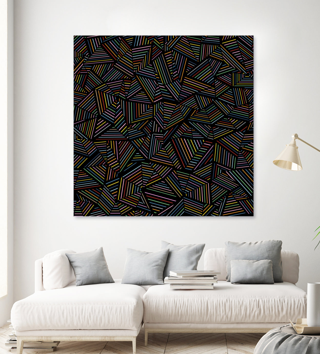 Ab Linear Rainbow B by Emeline Tate-Robertson on GIANT ART - black digital painting