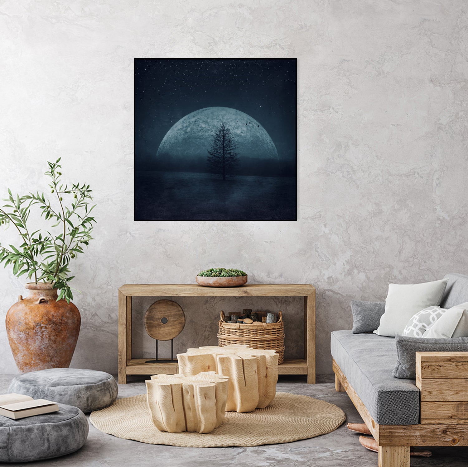 moon twilight by Dirk Wüstenhagen on GIANT ART - blue photo manipulation