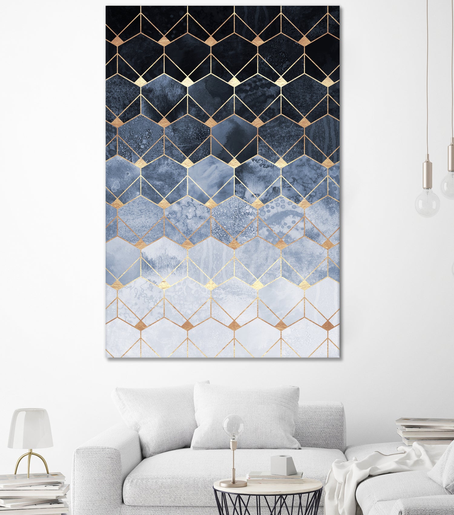 Blue hexagons and diamonds by Elisabeth Fredriksson on GIANT ART - blue digital painting