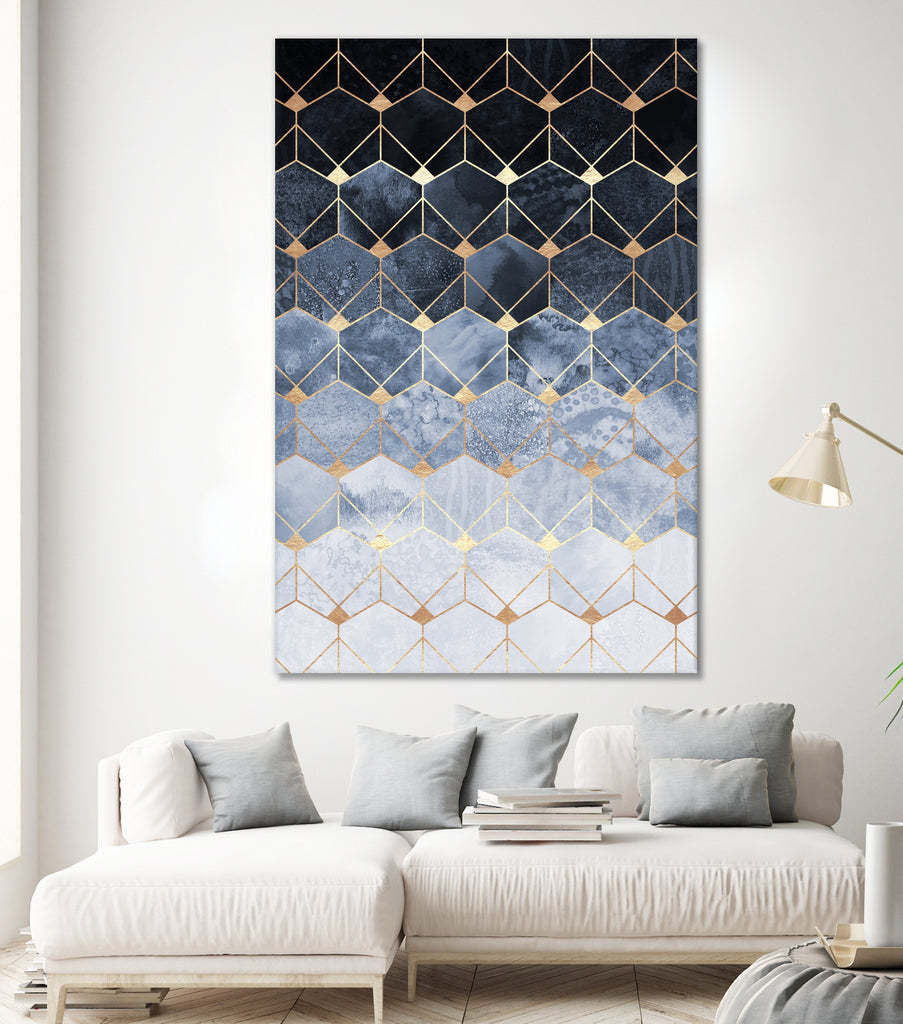 Blue hexagons and diamonds by Elisabeth Fredriksson on GIANT ART - blue digital painting