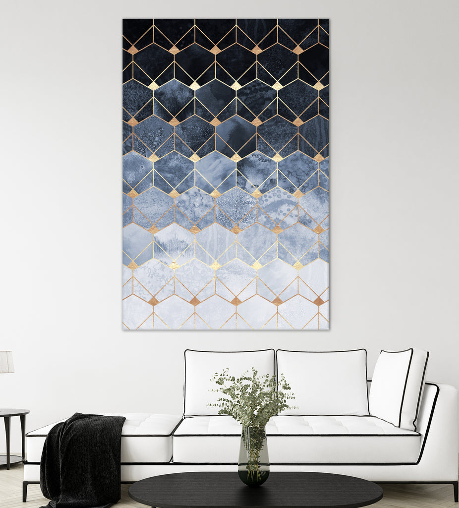 Blue hexagons and diamonds by Elisabeth Fredriksson on GIANT ART - blue digital painting