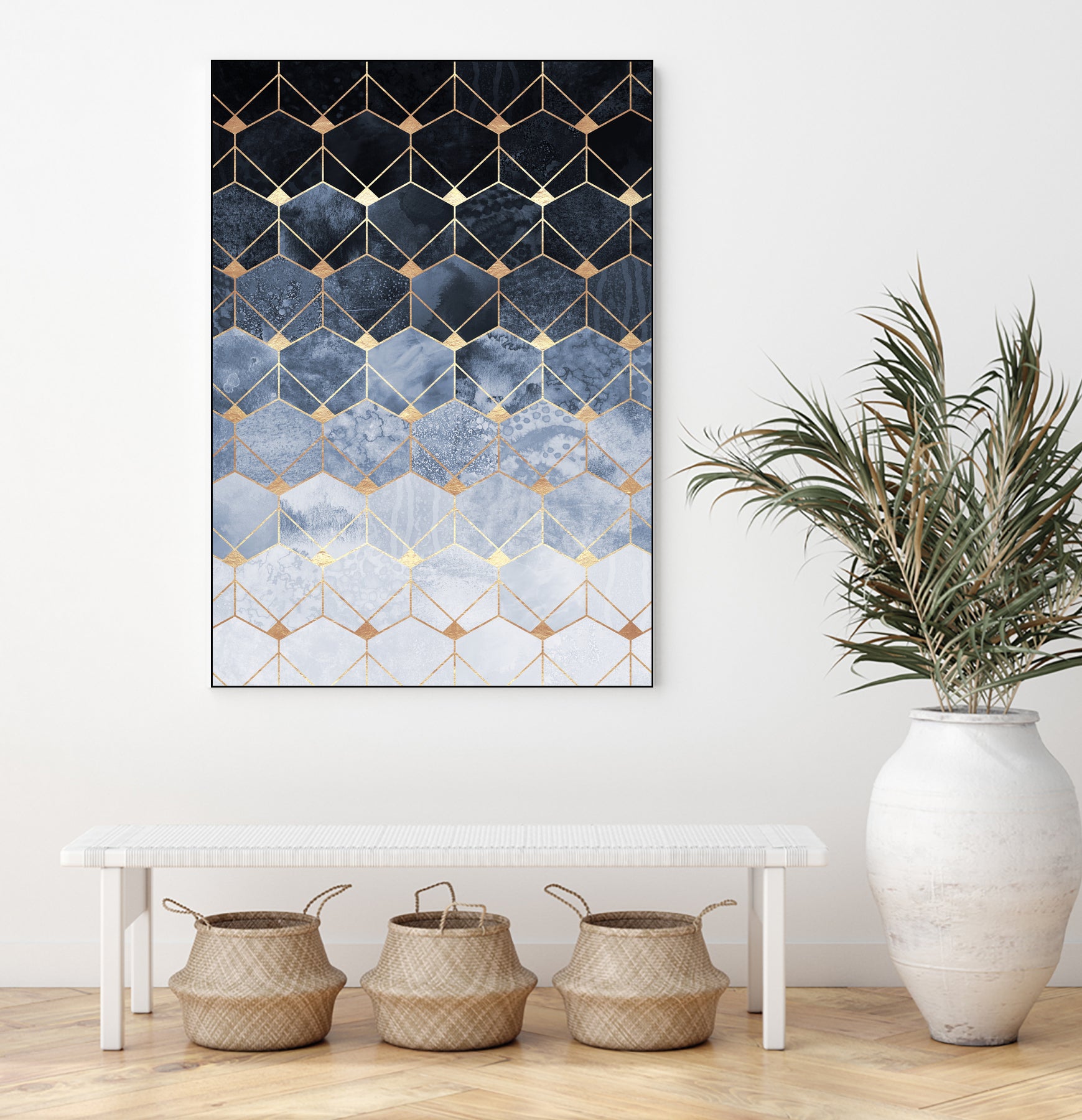 Blue hexagons and diamonds by Elisabeth Fredriksson on GIANT ART - blue digital painting