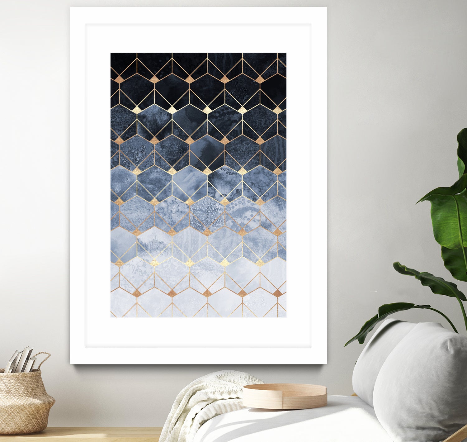 Blue hexagons and diamonds by Elisabeth Fredriksson on GIANT ART - blue digital painting