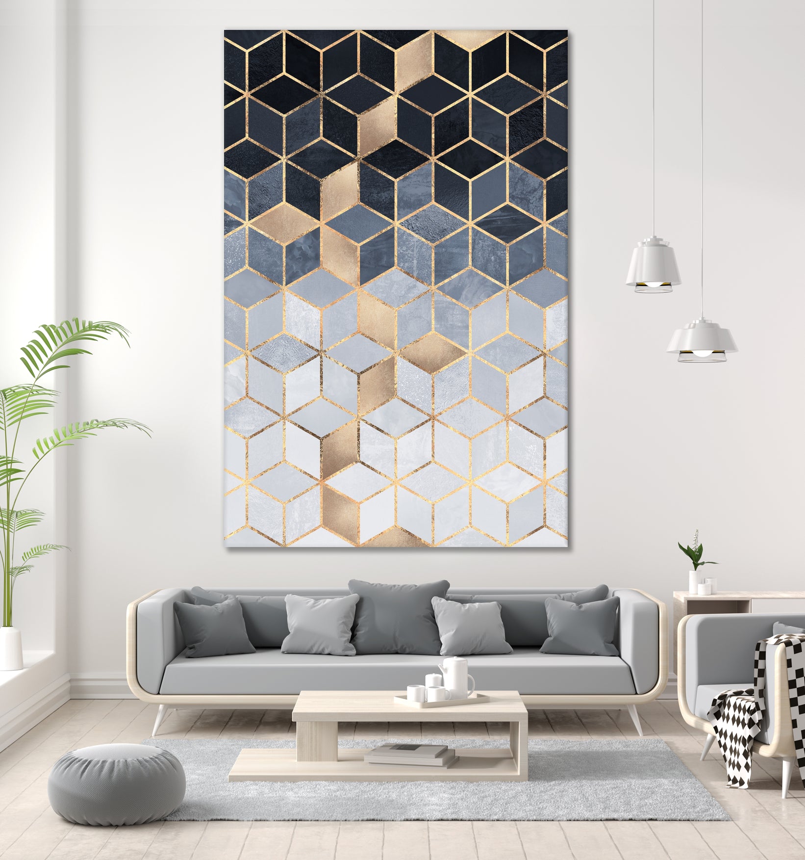 Soft Blue Gradient Cubes by Elisabeth Fredriksson on GIANT ART - blue digital painting