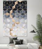 Soft Blue Gradient Cubes by Elisabeth Fredriksson on GIANT ART - blue digital painting