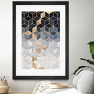 Soft Blue Gradient Cubes by Elisabeth Fredriksson on GIANT ART - blue digital painting