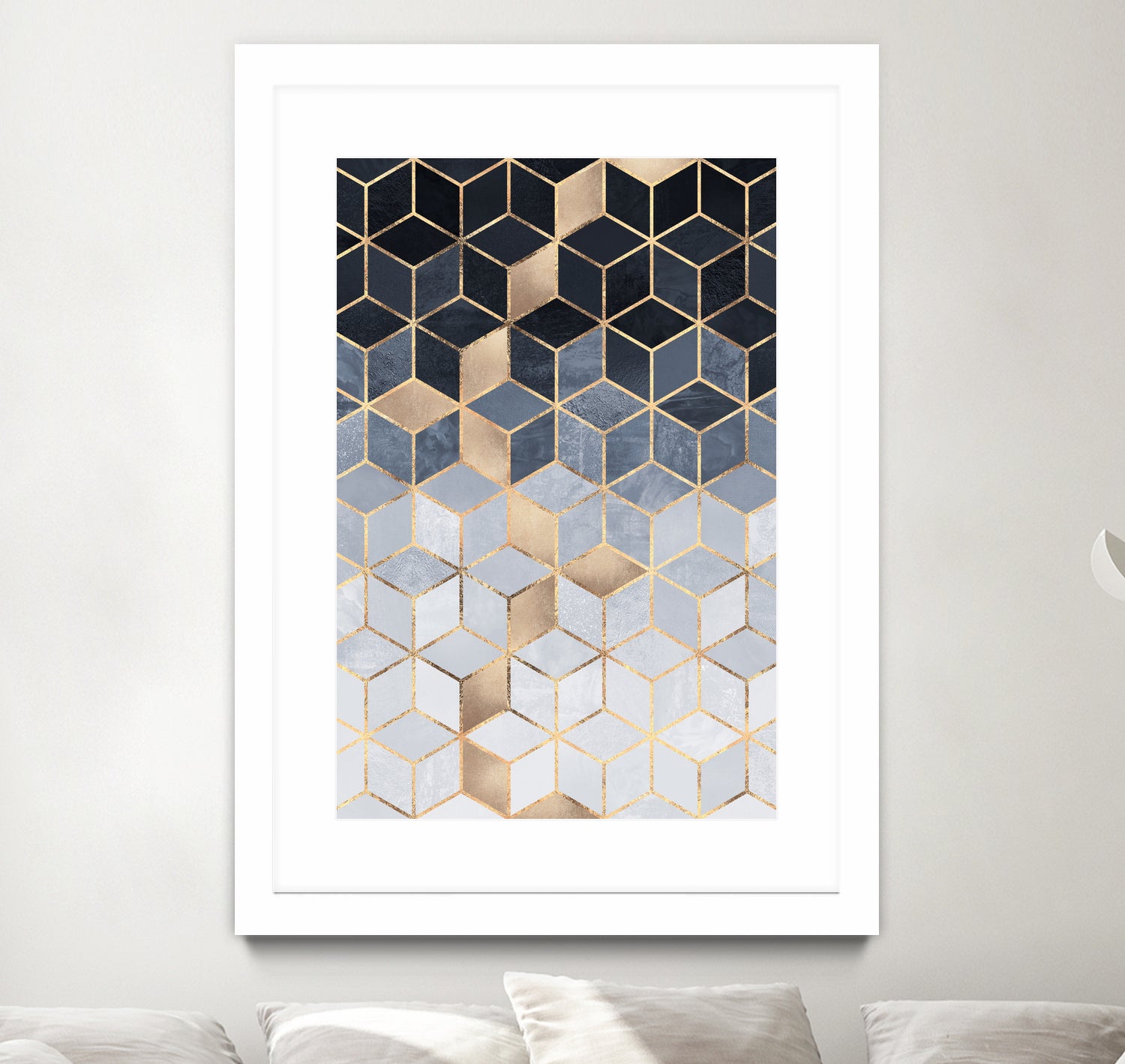 Soft Blue Gradient Cubes by Elisabeth Fredriksson on GIANT ART - blue digital painting