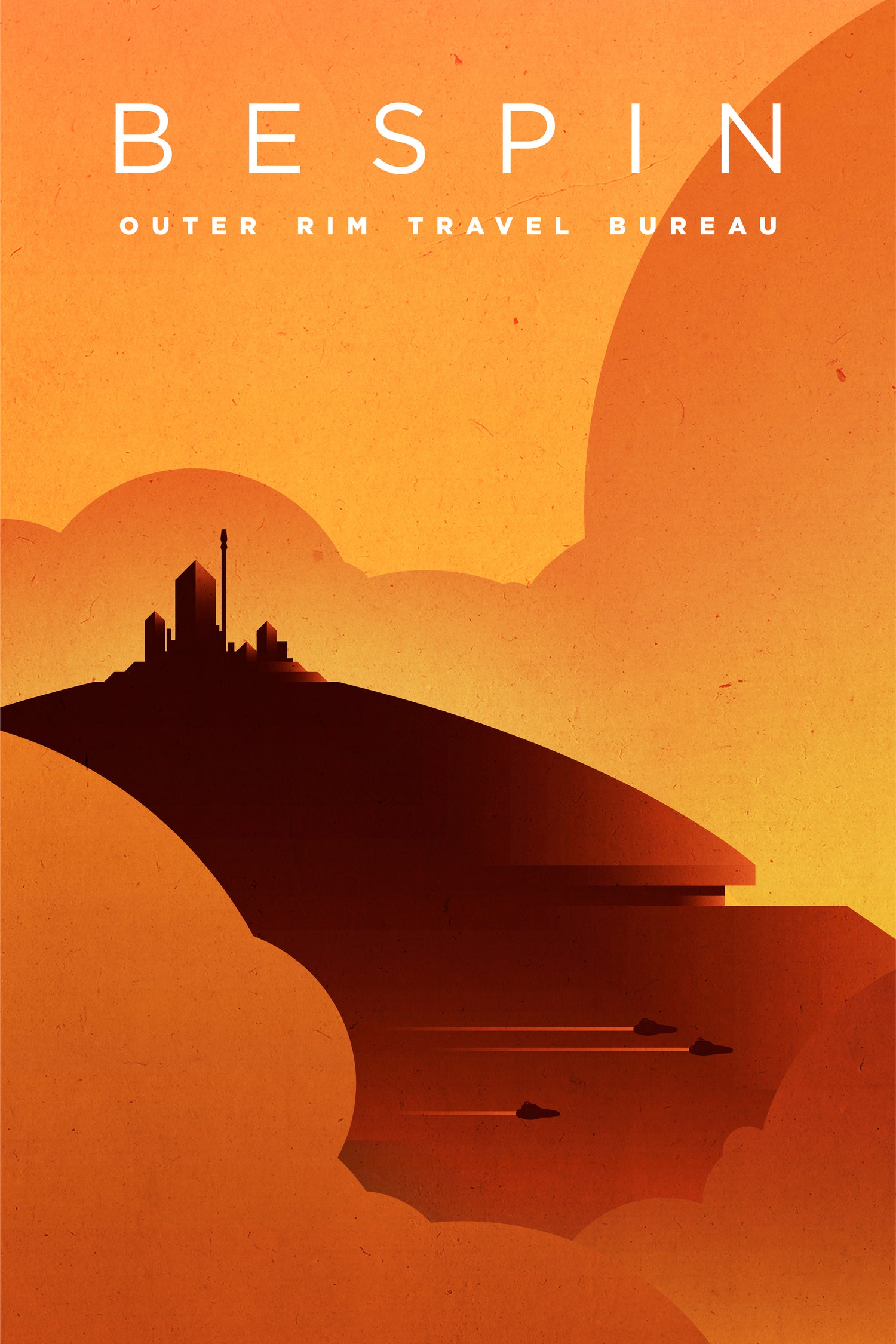 Outer Rim Travel Bureau: Bespin by Michael Mateyko on GIANT ART - typography