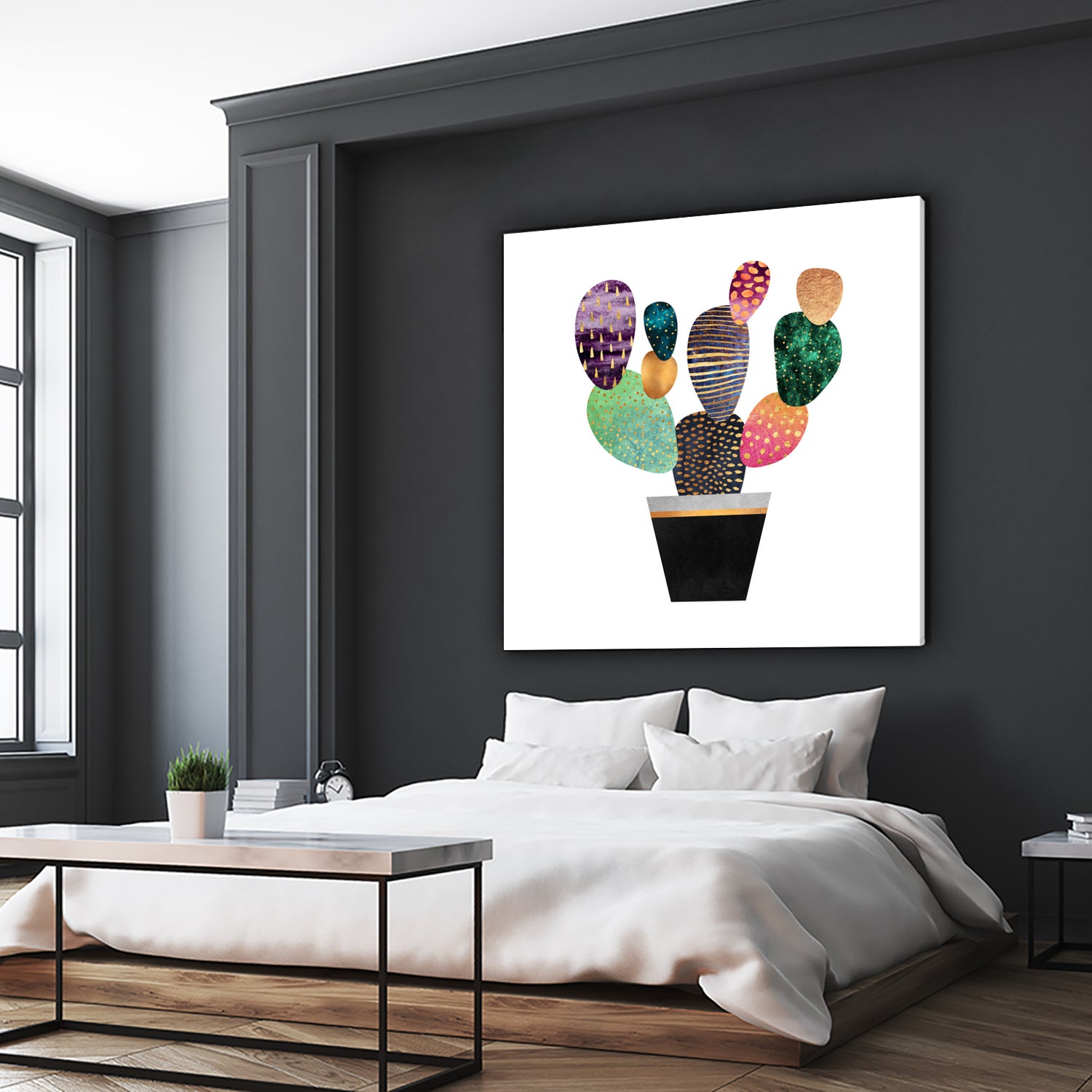 Pretty Cactus by Elisabeth Fredriksson on GIANT ART - blue mixed media