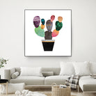 Pretty Cactus by Elisabeth Fredriksson on GIANT ART - blue mixed media