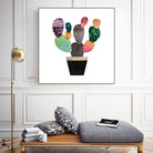 Pretty Cactus by Elisabeth Fredriksson on GIANT ART - blue mixed media