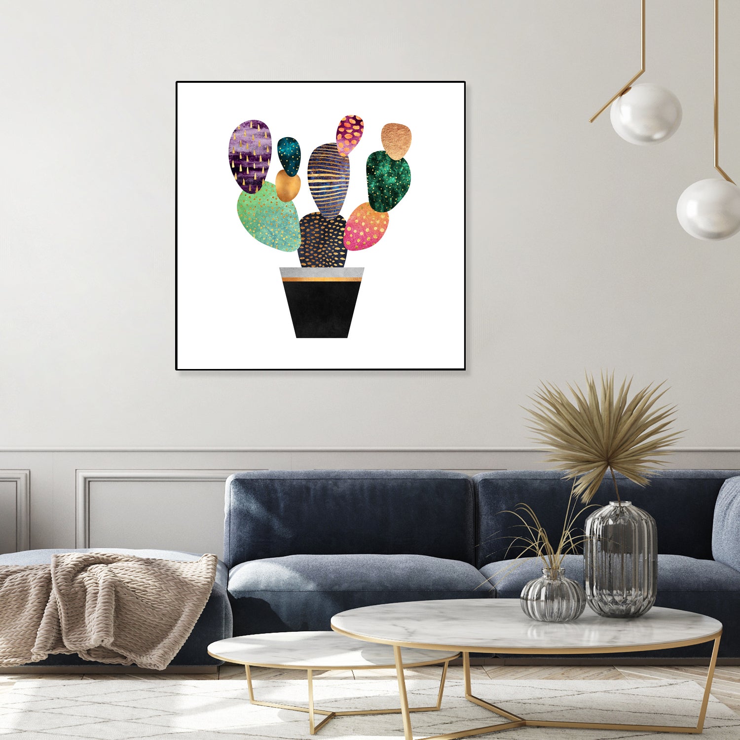 Pretty Cactus by Elisabeth Fredriksson on GIANT ART - blue mixed media