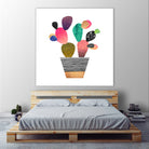 Happy Cactus by Elisabeth Fredriksson on GIANT ART - pink mixed media