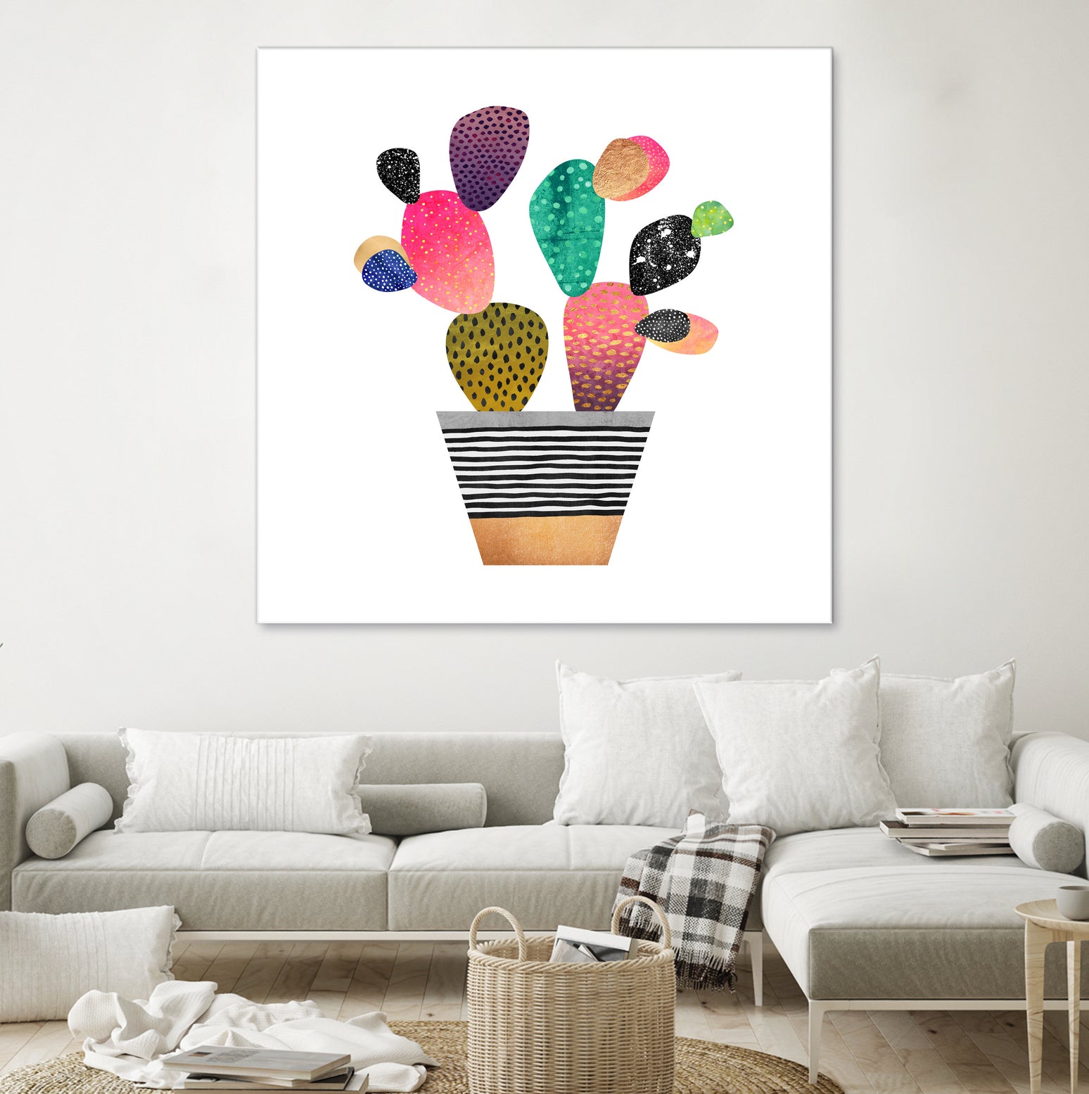 Happy Cactus by Elisabeth Fredriksson on GIANT ART - pink mixed media