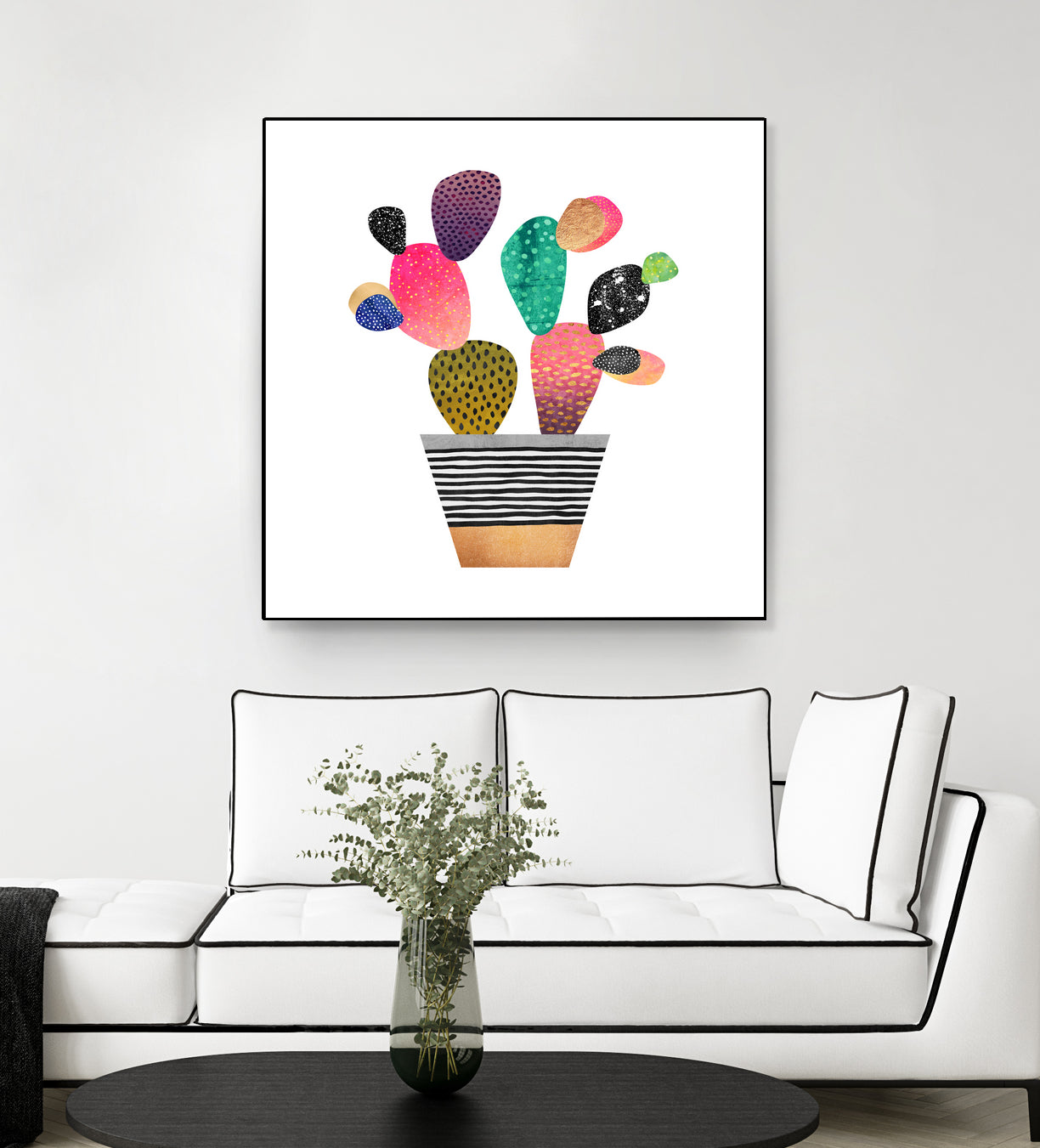 Happy Cactus by Elisabeth Fredriksson on GIANT ART - pink mixed media