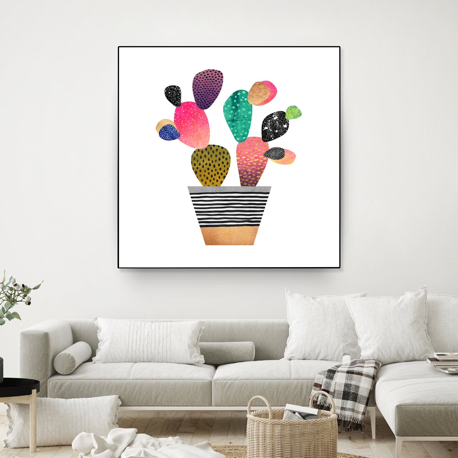 Happy Cactus by Elisabeth Fredriksson on GIANT ART - pink mixed media