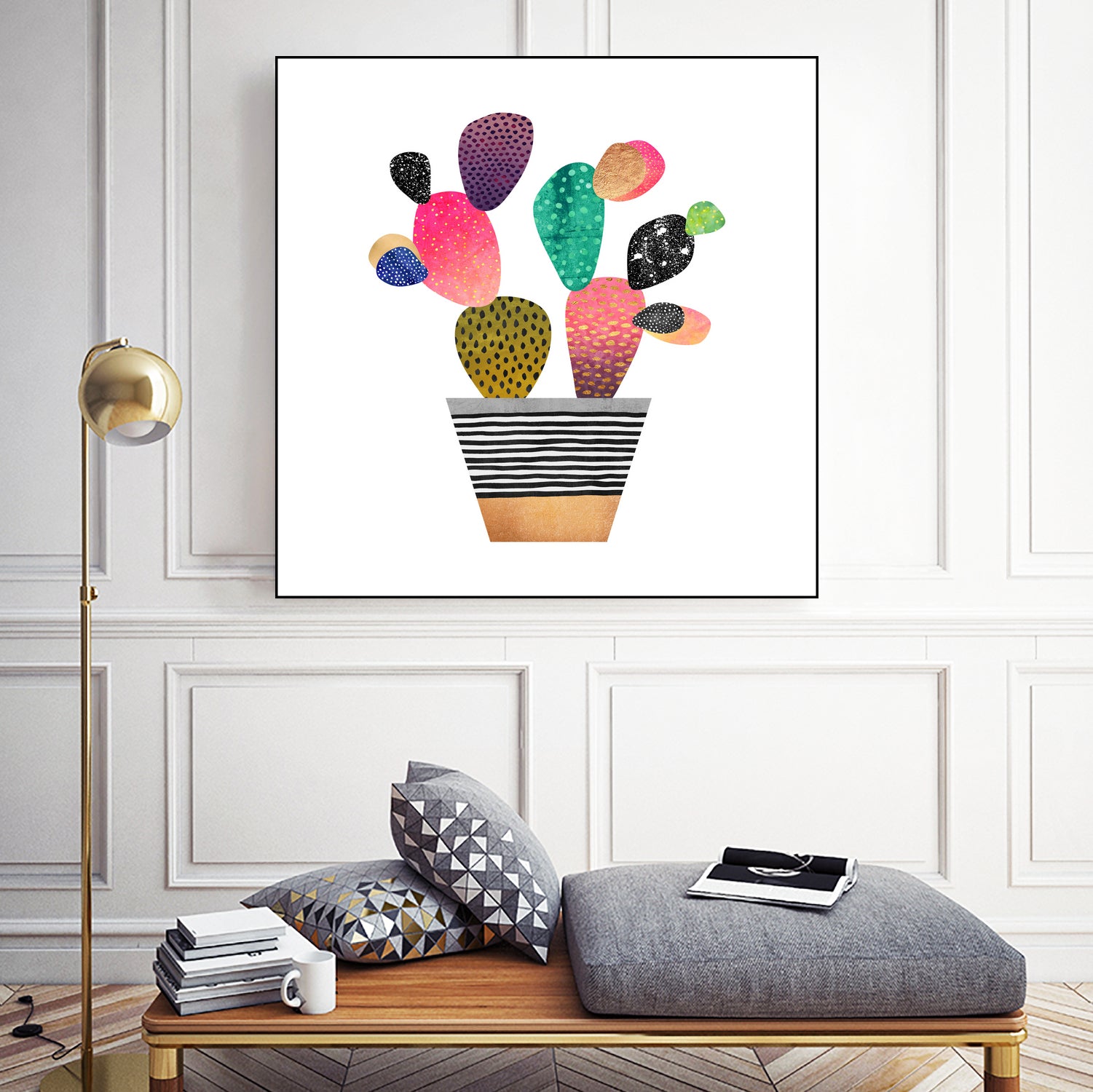 Happy Cactus by Elisabeth Fredriksson on GIANT ART - pink mixed media