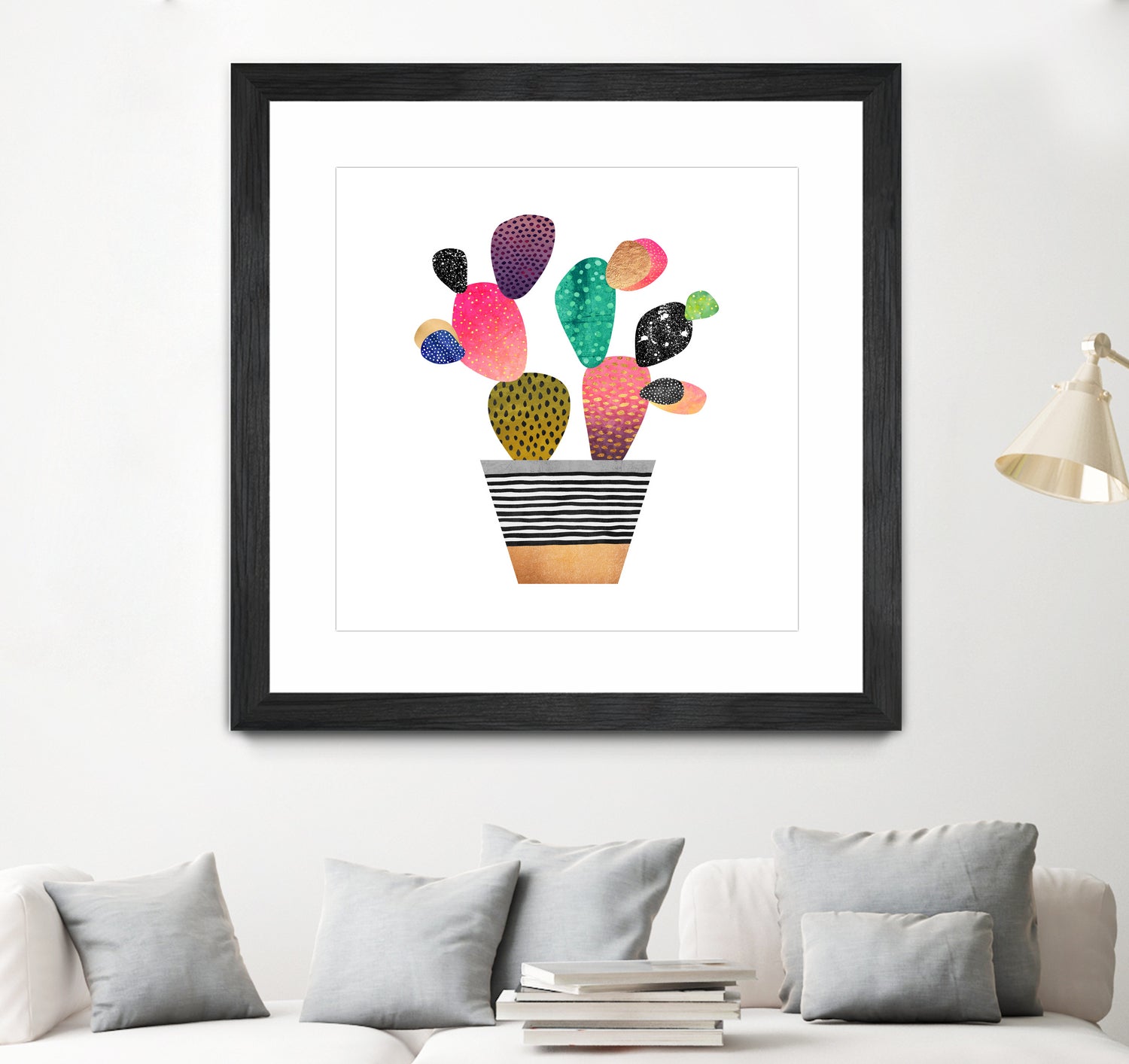 Happy Cactus by Elisabeth Fredriksson on GIANT ART - pink mixed media