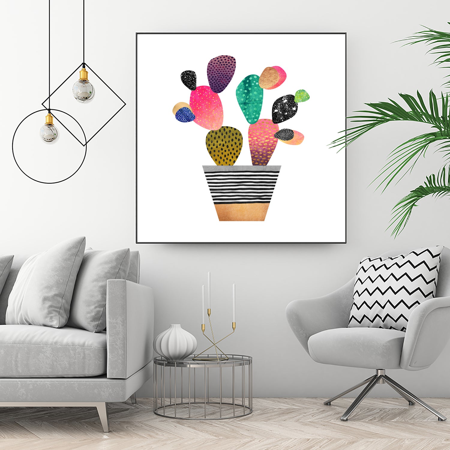 Happy Cactus by Elisabeth Fredriksson on GIANT ART - pink mixed media