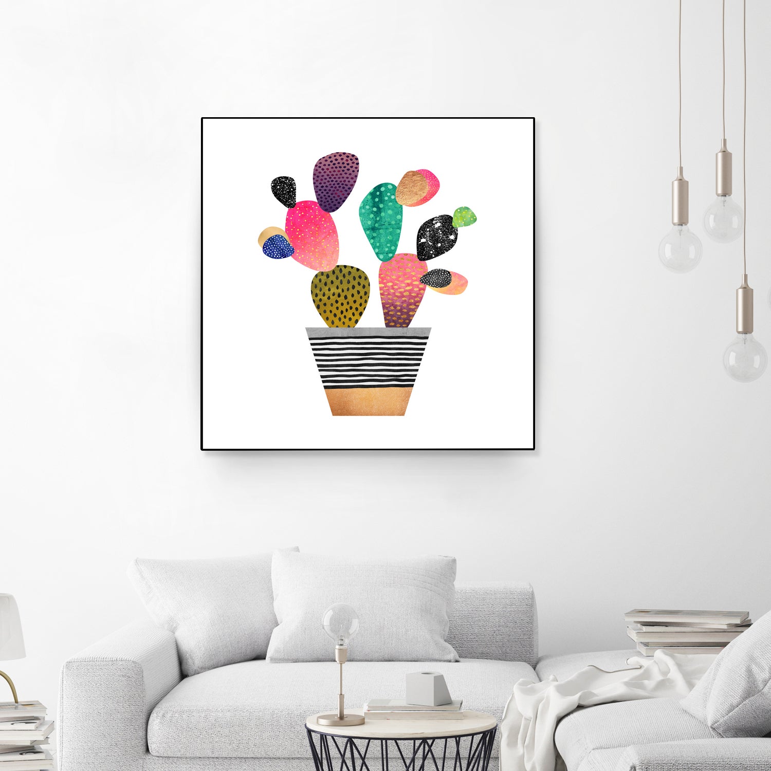 Happy Cactus by Elisabeth Fredriksson on GIANT ART - pink mixed media