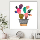 Happy Cactus by Elisabeth Fredriksson on GIANT ART - pink mixed media