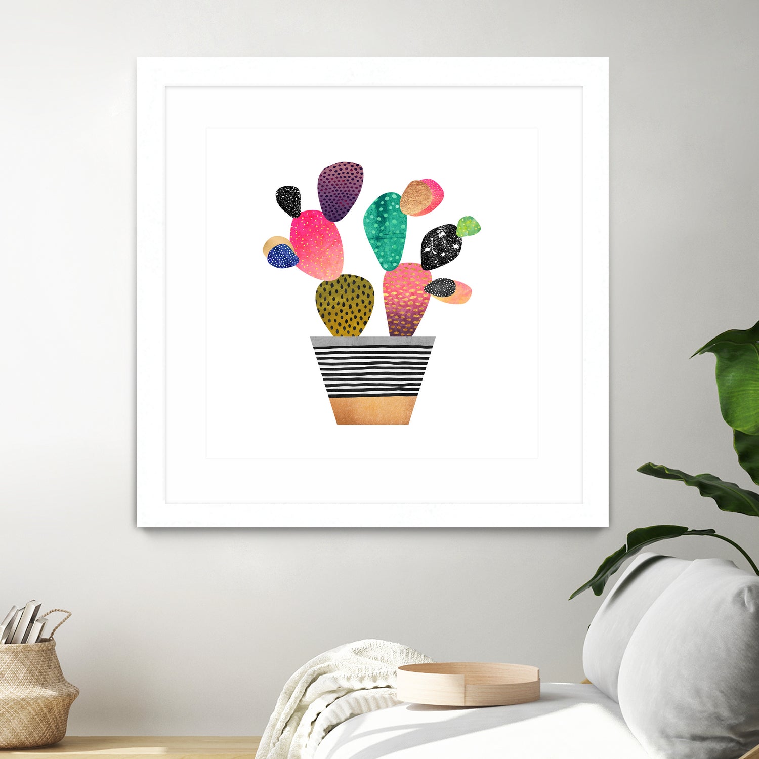 Happy Cactus by Elisabeth Fredriksson on GIANT ART - pink mixed media