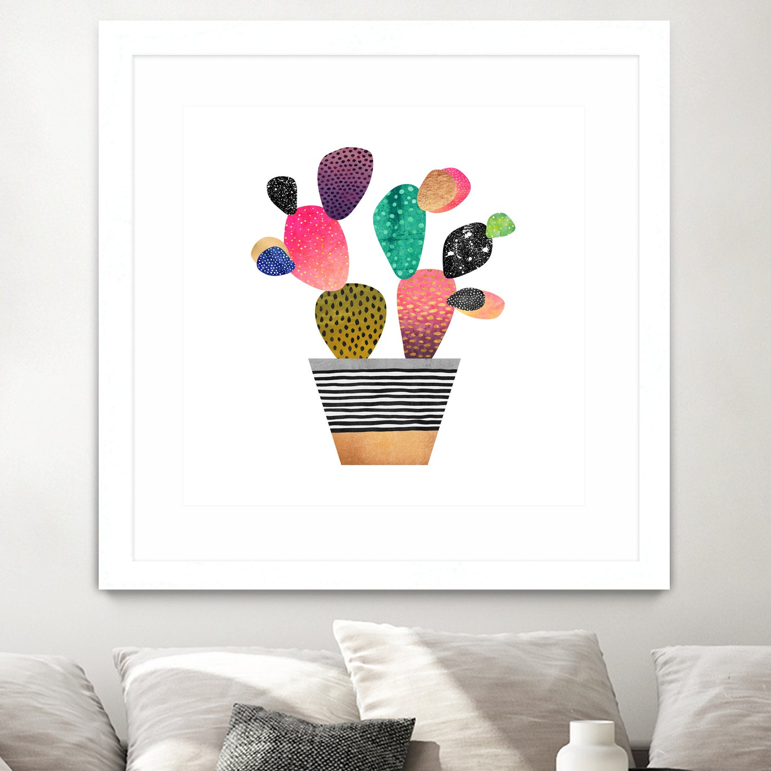 Happy Cactus by Elisabeth Fredriksson on GIANT ART - pink mixed media