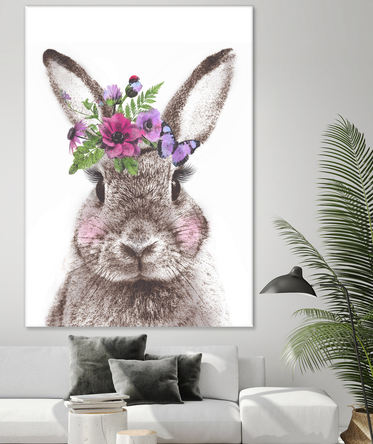 Bunny with flowers by Two Lips on GIANT ART - brown digital drawing