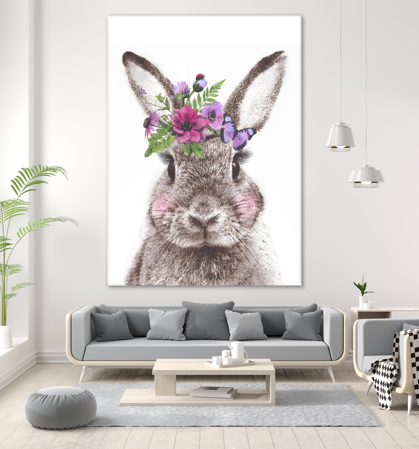 Bunny with flowers by Two Lips on GIANT ART - brown digital drawing