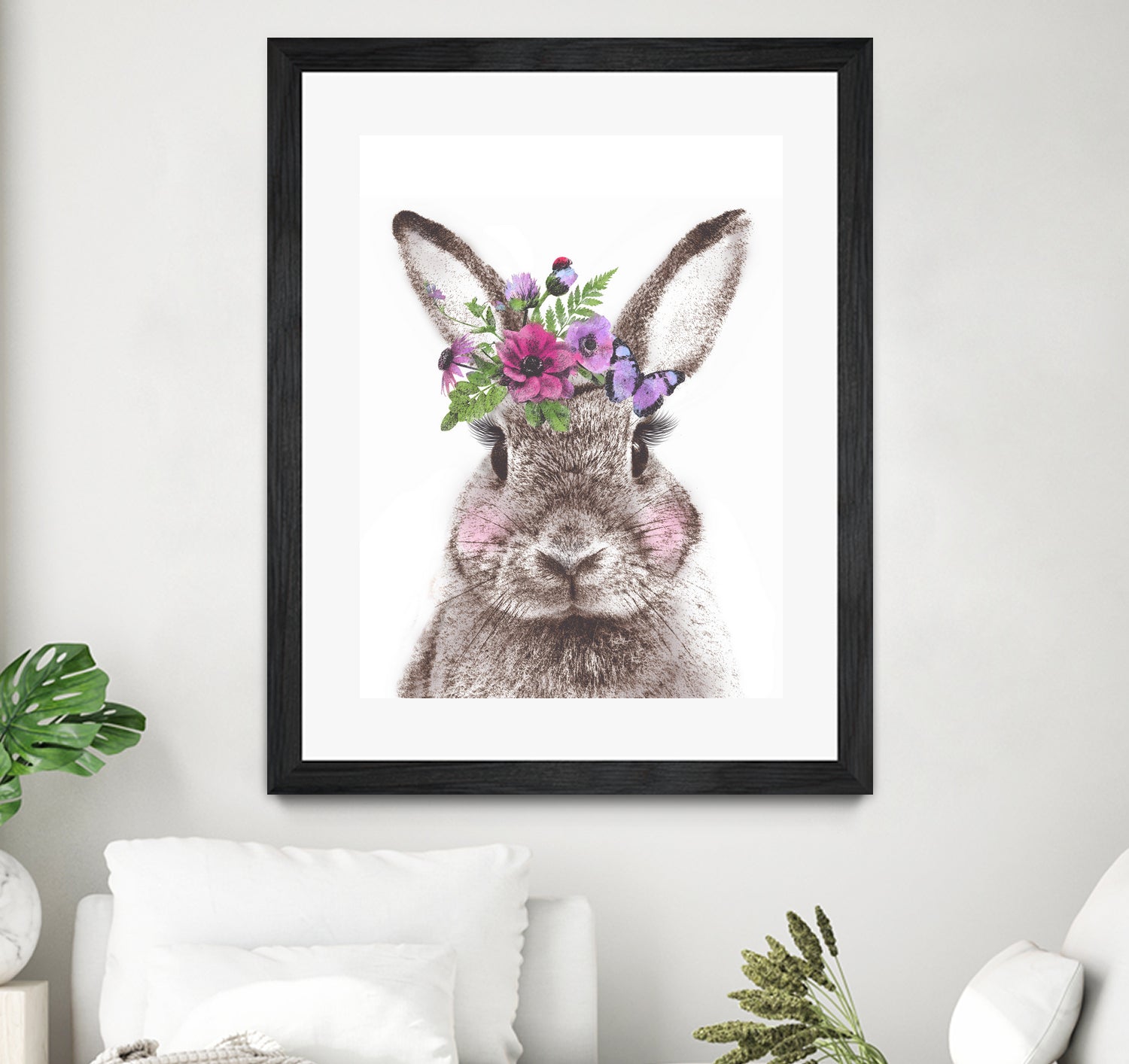 Bunny with flowers by Two Lips on GIANT ART - brown digital drawing