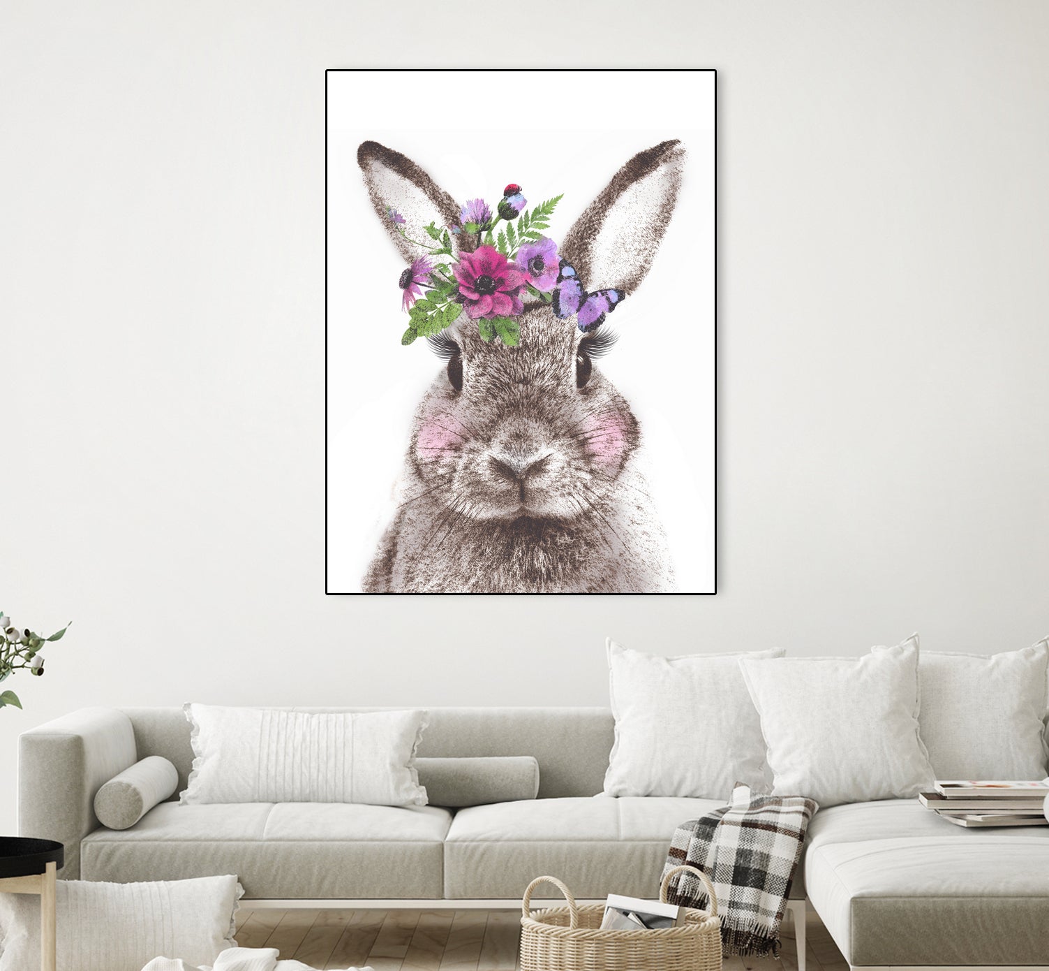 Bunny with flowers by Two Lips on GIANT ART - brown digital drawing