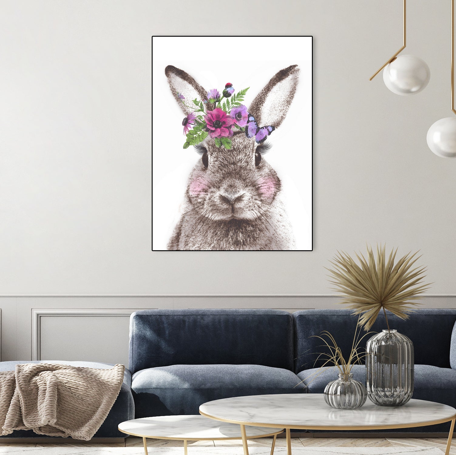 Bunny with flowers by Two Lips on GIANT ART - brown digital drawing