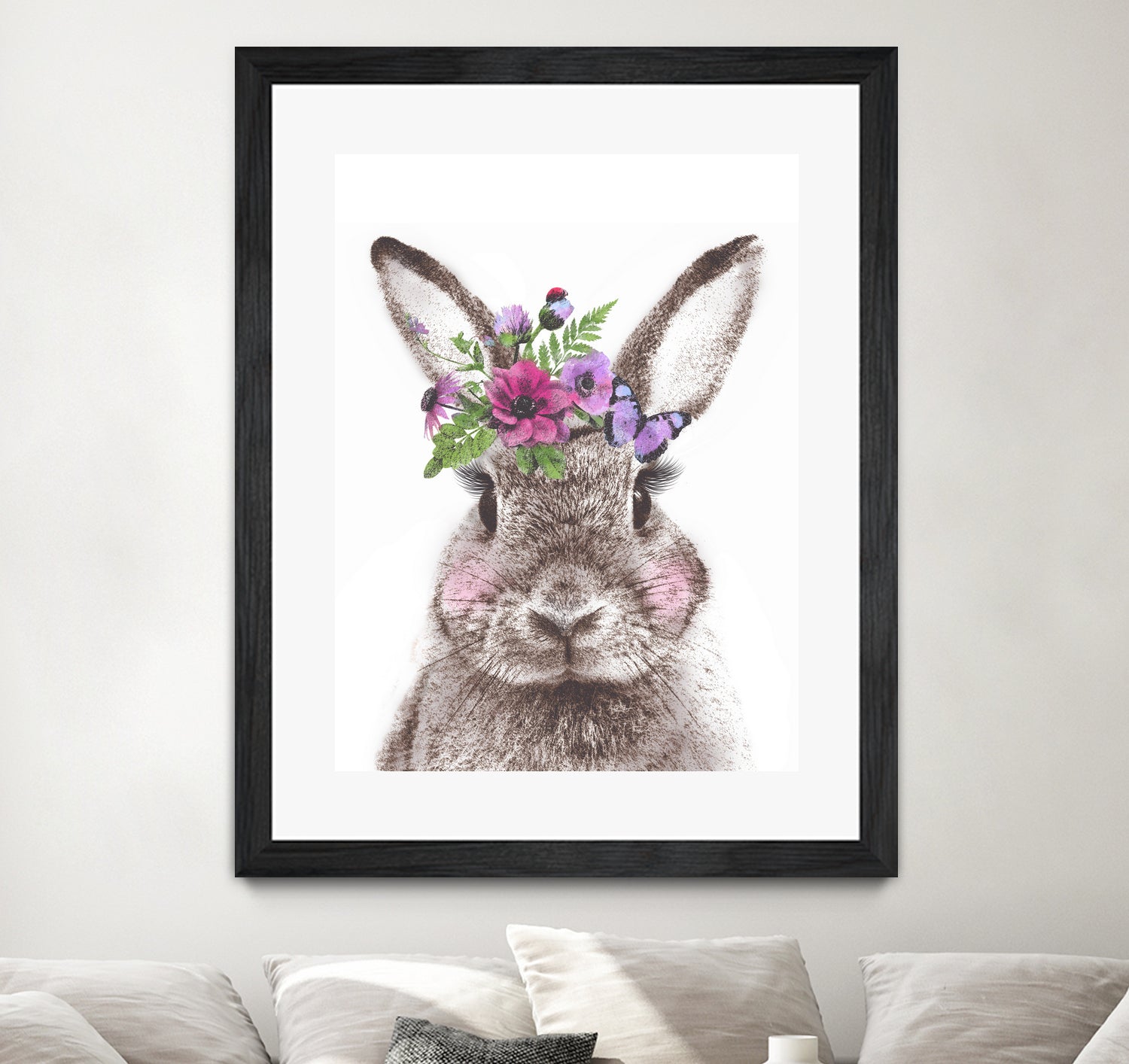 Bunny with flowers by Two Lips on GIANT ART - brown digital drawing