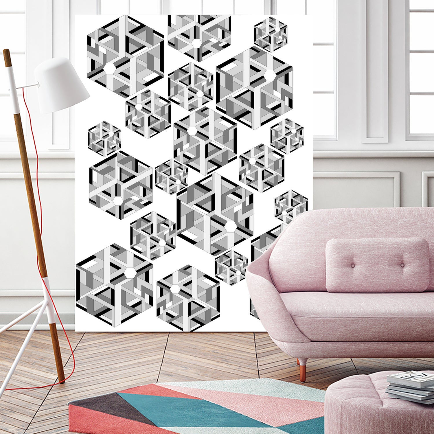 Hexagon by Emi Dimitrova on GIANT ART - white digital drawing