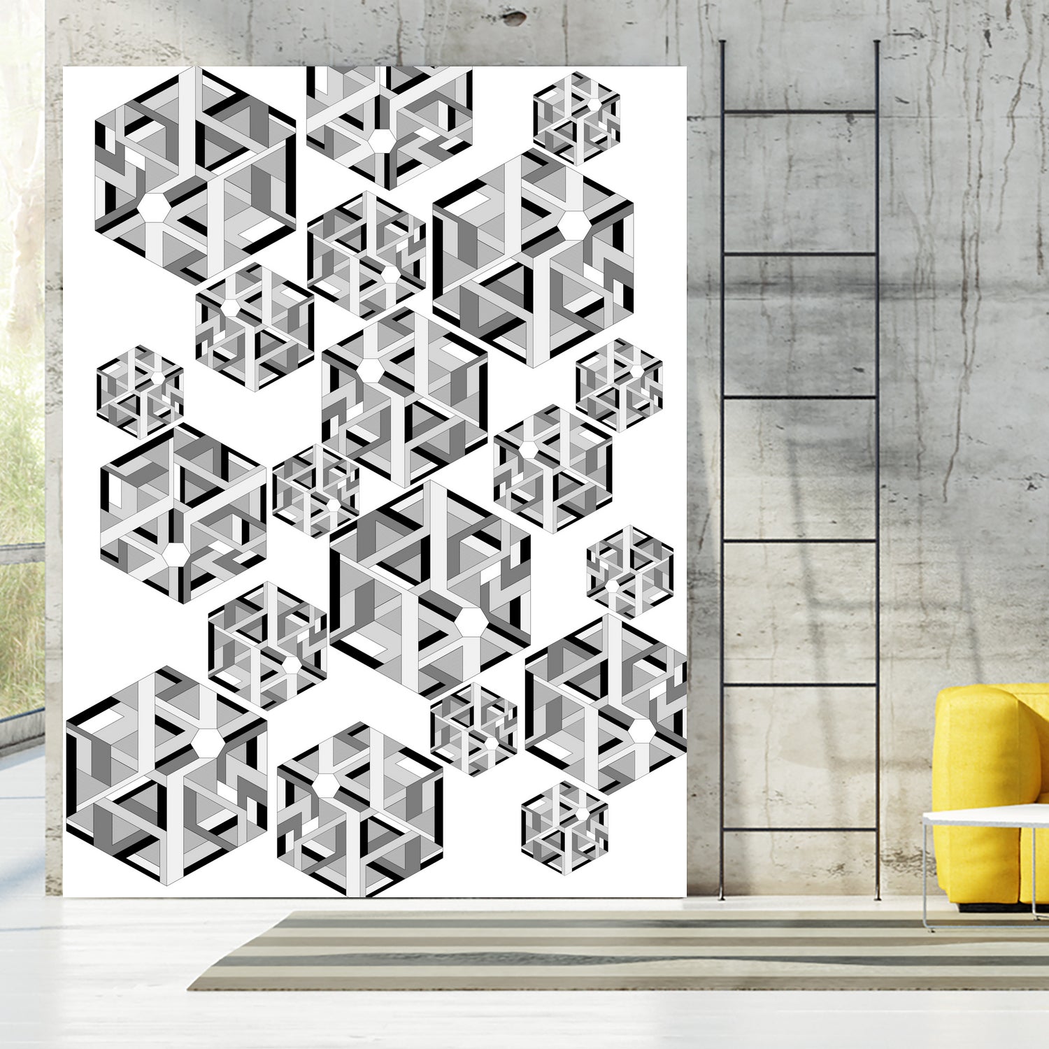 Hexagon by Emi Dimitrova on GIANT ART - white digital drawing