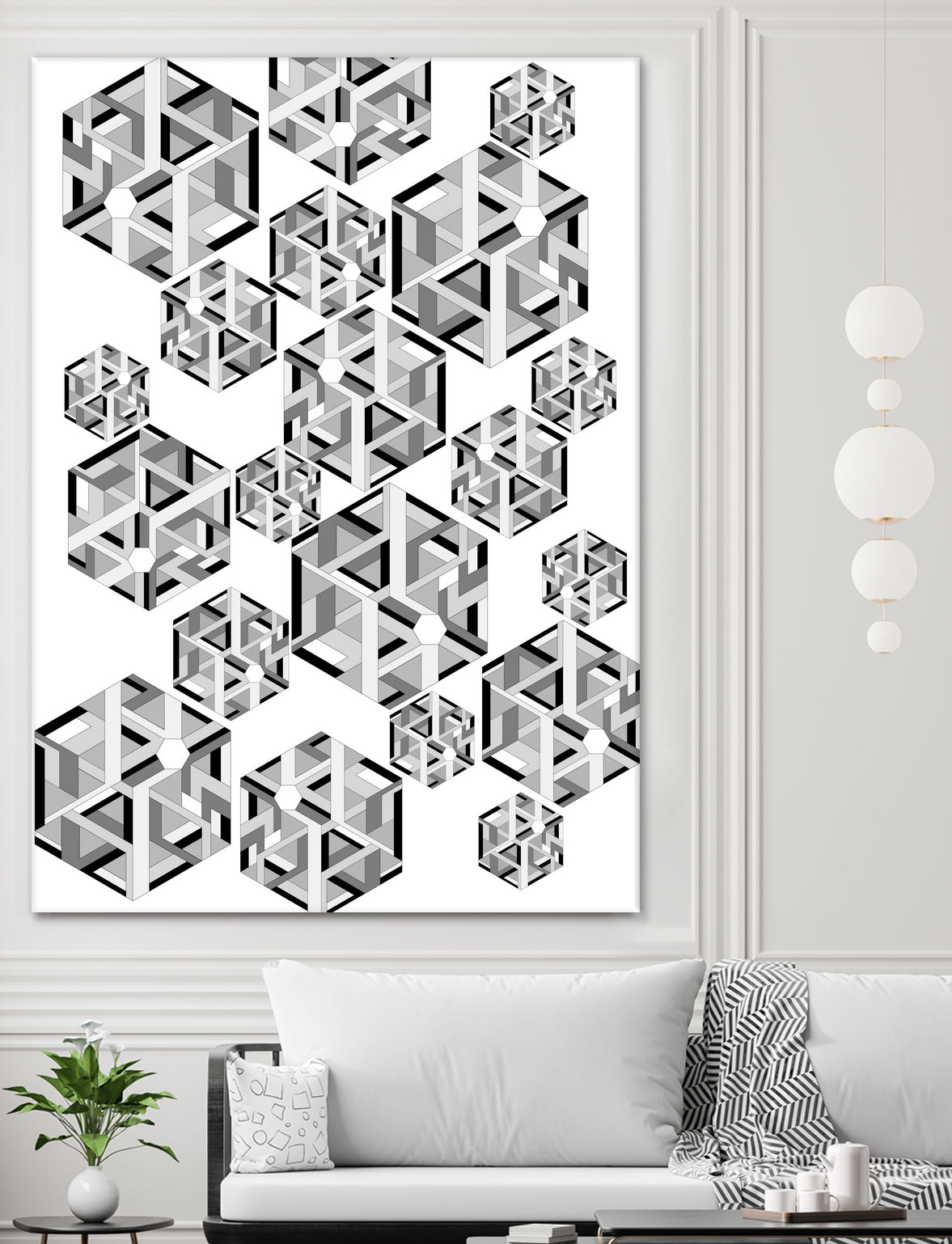 Hexagon by Emi Dimitrova on GIANT ART - white digital drawing