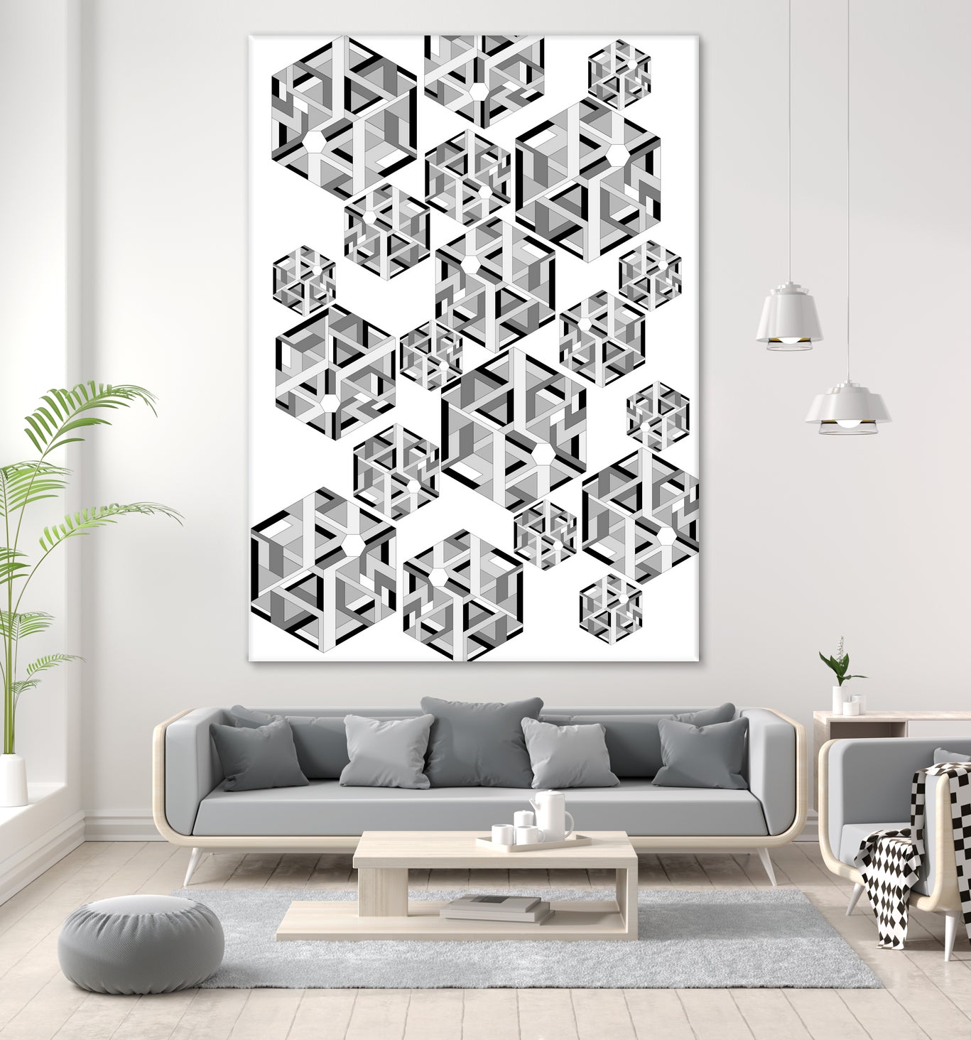 Hexagon by Emi Dimitrova on GIANT ART - white digital drawing