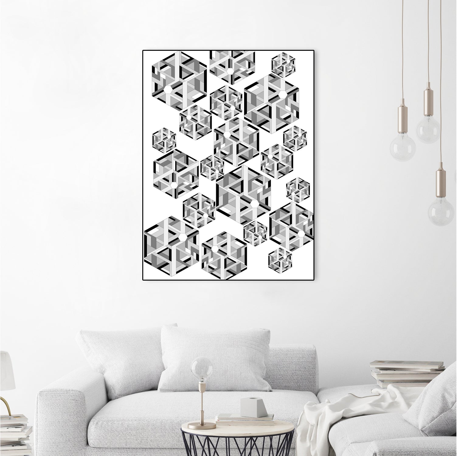 Hexagon by Emi Dimitrova on GIANT ART - white digital drawing