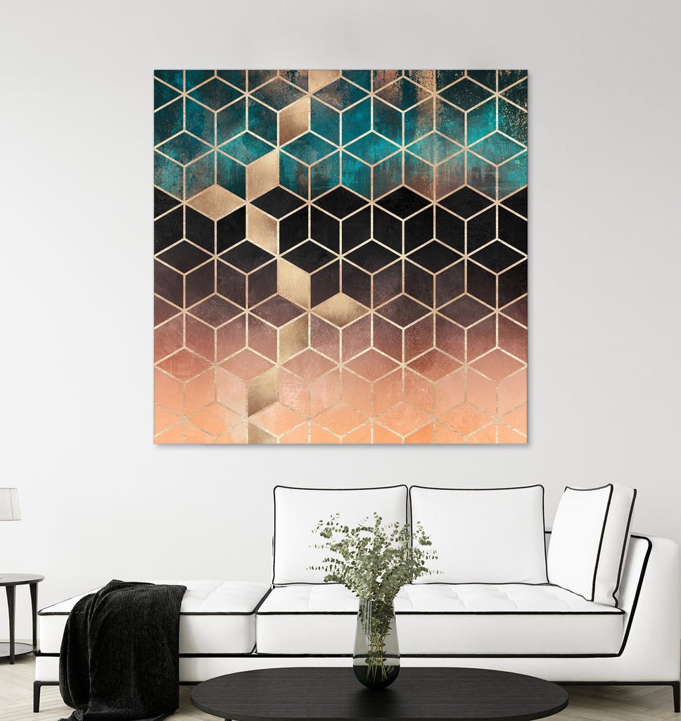 Ombre Dream Cubes by Elisabeth Fredriksson on GIANT ART - orange digital painting