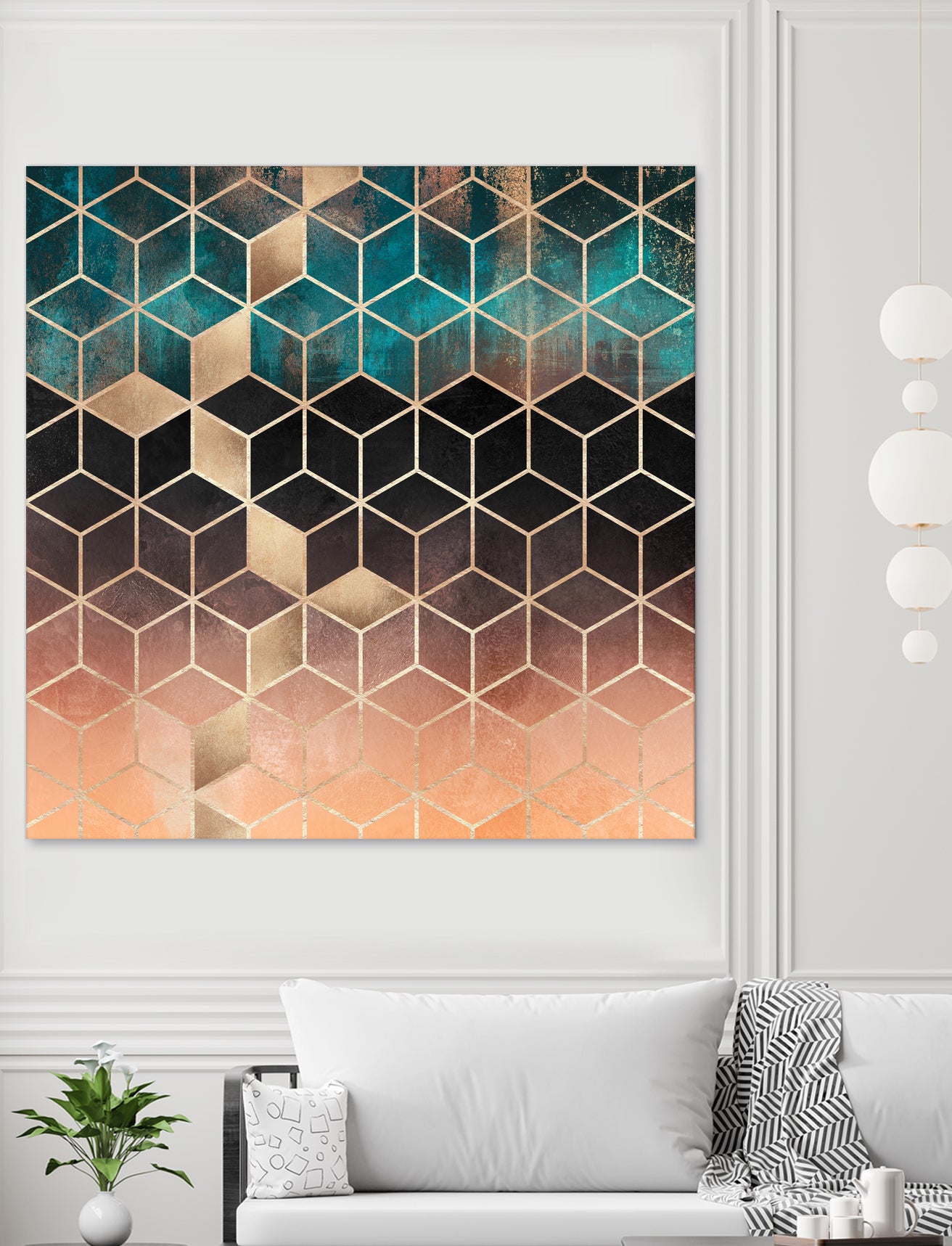 Ombre Dream Cubes by Elisabeth Fredriksson on GIANT ART - orange digital painting