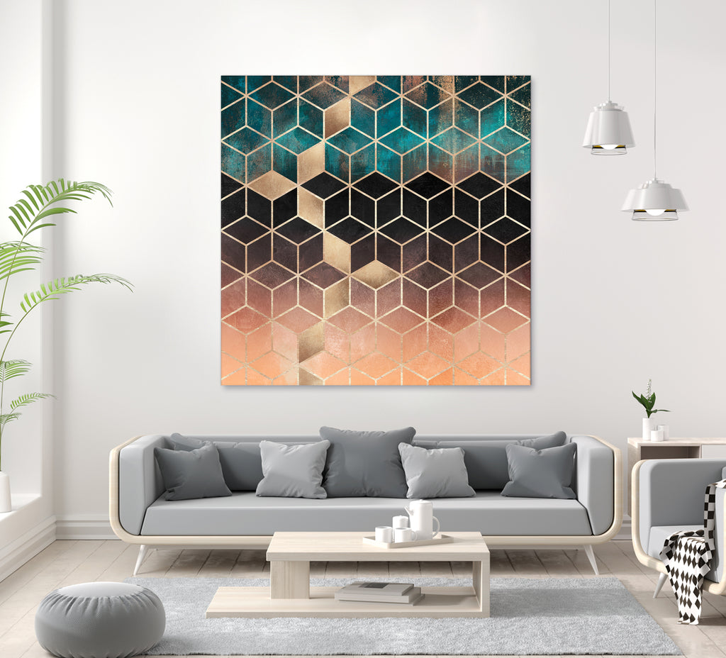 Ombre Dream Cubes by Elisabeth Fredriksson on GIANT ART - orange digital painting