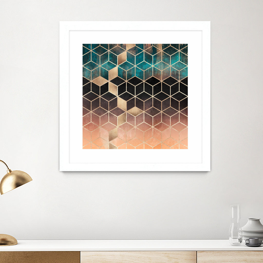 Ombre Dream Cubes by Elisabeth Fredriksson on GIANT ART - orange digital painting