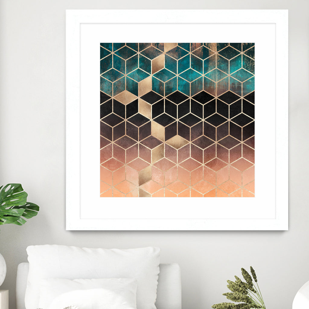 Ombre Dream Cubes by Elisabeth Fredriksson on GIANT ART - orange digital painting