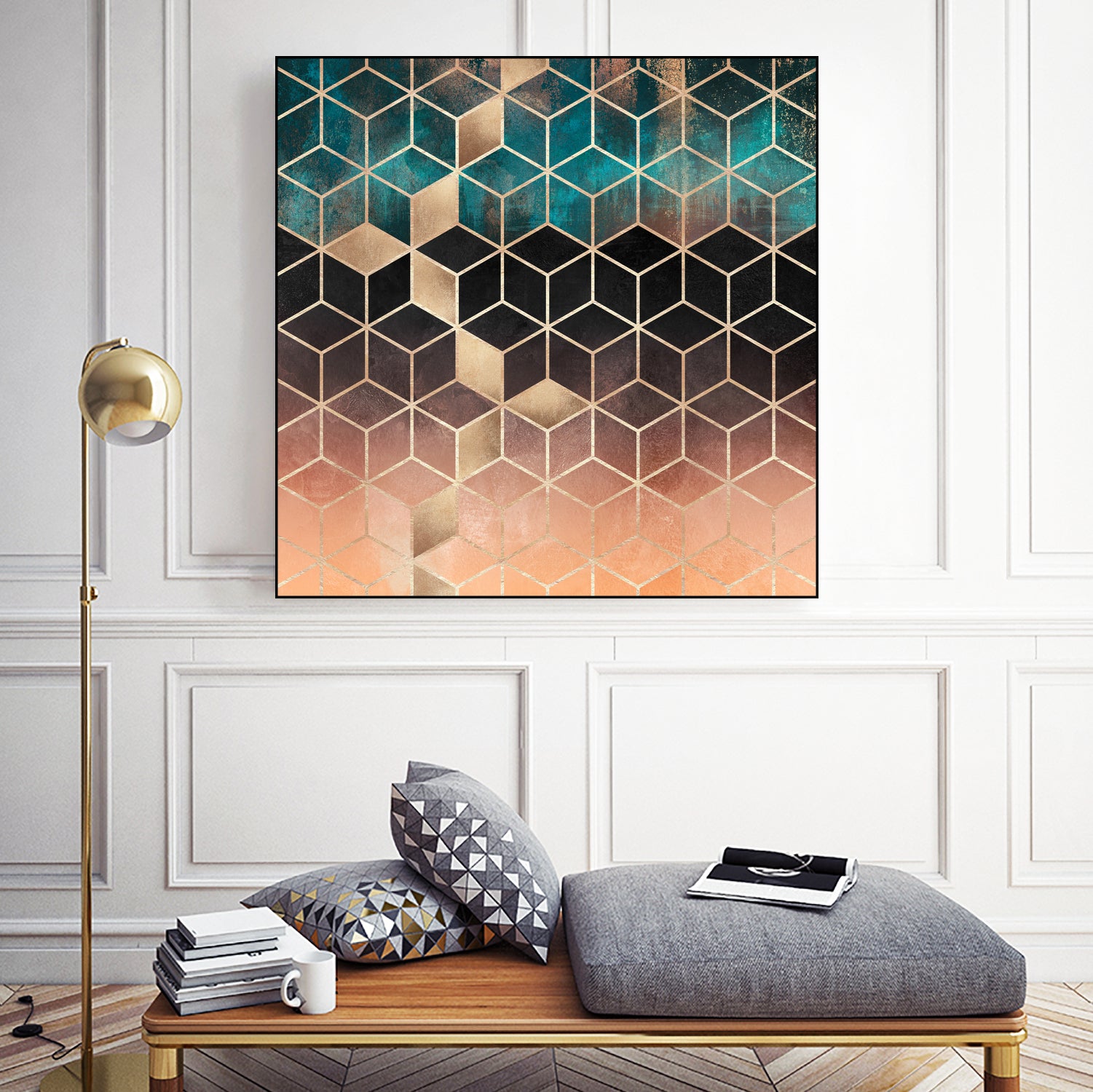 Ombre Dream Cubes by Elisabeth Fredriksson on GIANT ART - orange digital painting