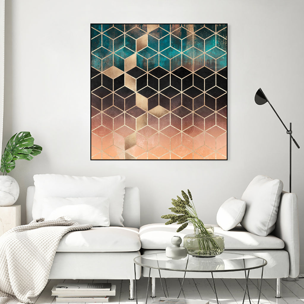 Ombre Dream Cubes by Elisabeth Fredriksson on GIANT ART - orange digital painting